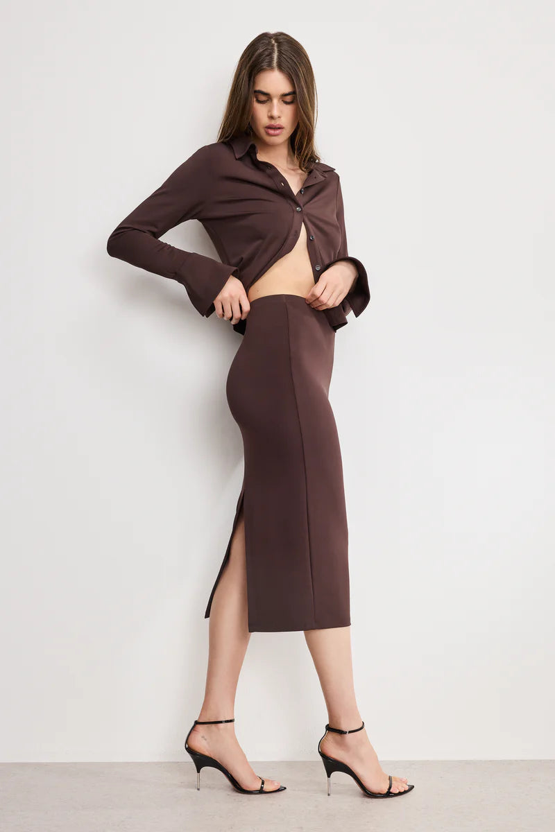 Matte Jersey Midi Pencil Skirt