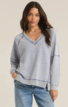 Load image into Gallery viewer, Easy V Knit Denim Sweatshirt