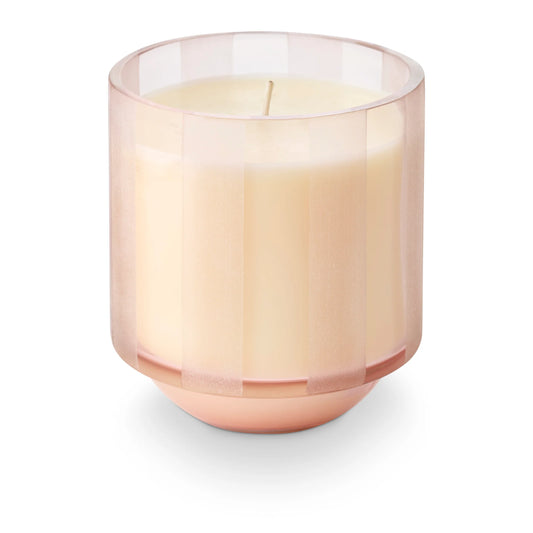 Etched Stripe Glass Candle