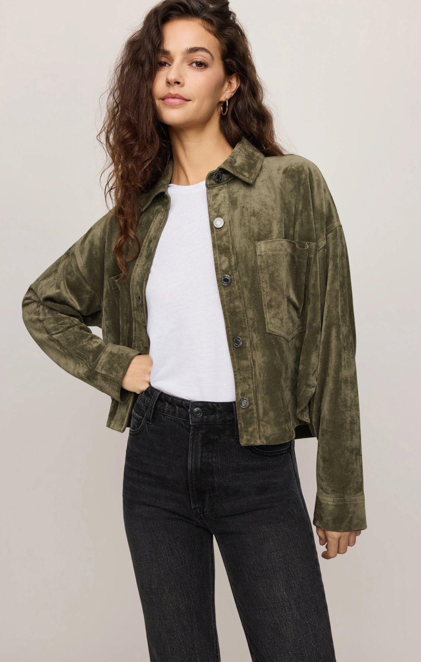 All Day Cropped Suede Jacket